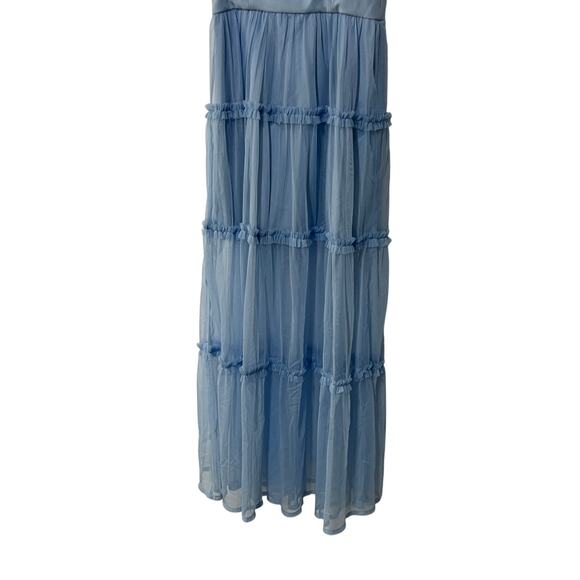 FRENCH CONNECTION WOMENS SIZE 2 WHISPER STRAPPY PARTY DRESS TULLE SOFT BLUE NEW - Picture 7 of 12